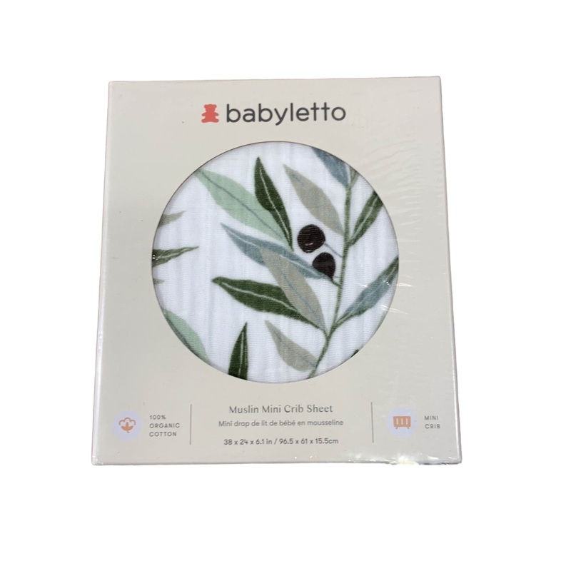 Babyletto Muslin Mini Crib Sheet, Olive Branches