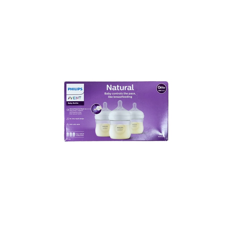 Philips Avent Natural Baby Bottles, 3 Pack, 4oz, Clear