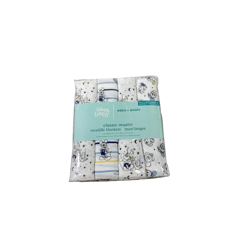 Aden + Anais Essentials Cotton Muslin Swaddle, 4pk, Mickey Stargazer