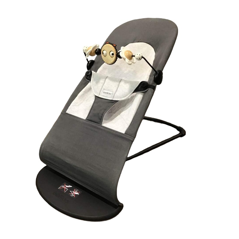 BabyBjorn Bouncer Balance, Dark Grey/Grey, Black Frame, With Toy Bar