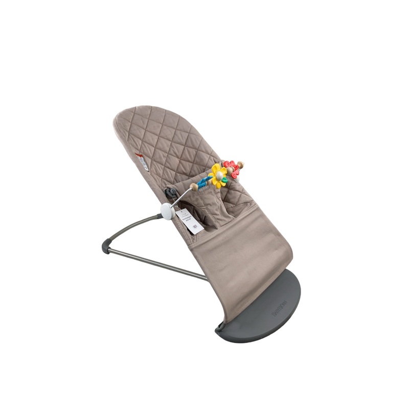 BabyBjorn Bouncer Bliss Bundle With Toy Bar, Sand Gray, Googly Eyes
