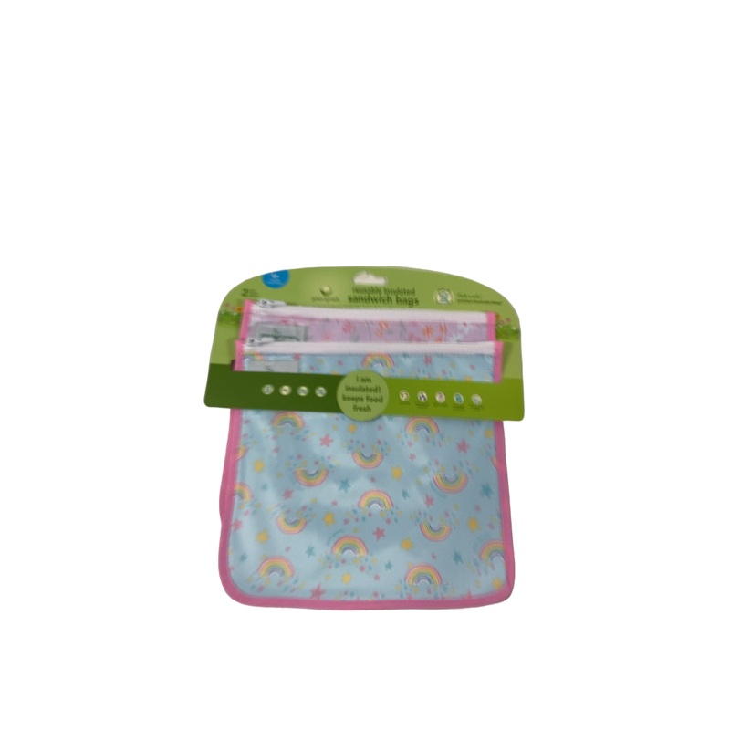 Green Sprouts Reusable Insulated Sandwich Bags, Aqua Rainbows Set