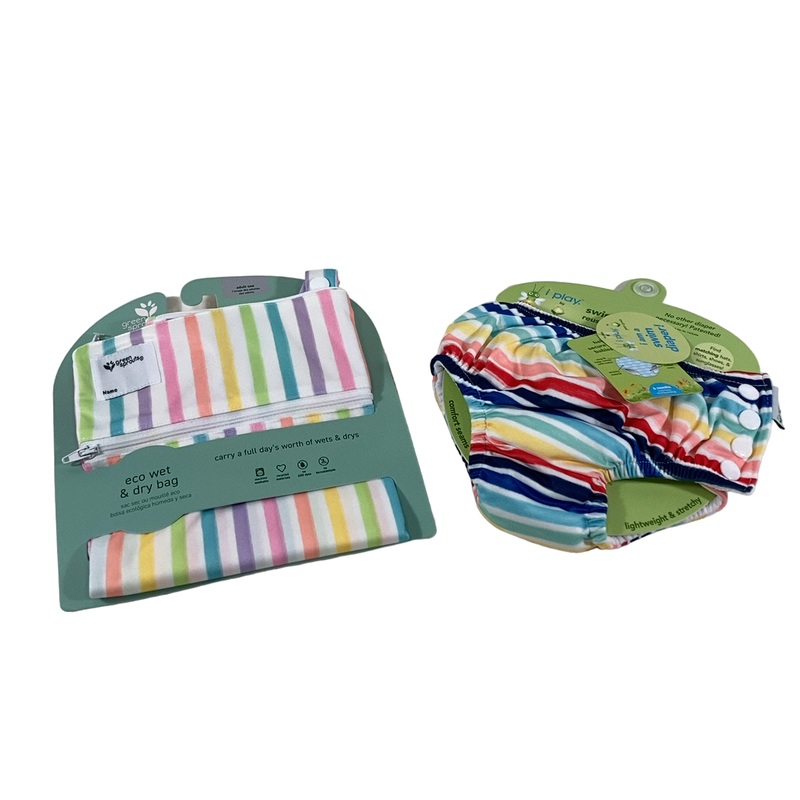 Green Sprouts Eco Wet Dry Bag And Swim Diaper Set, Rainbow Stripes