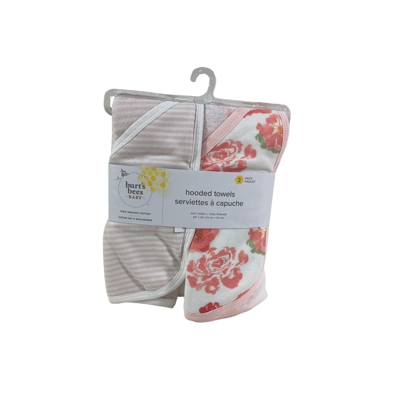 Burt’s Bees Baby Hooded Bath Towels 2 Pack, Rosy Spring