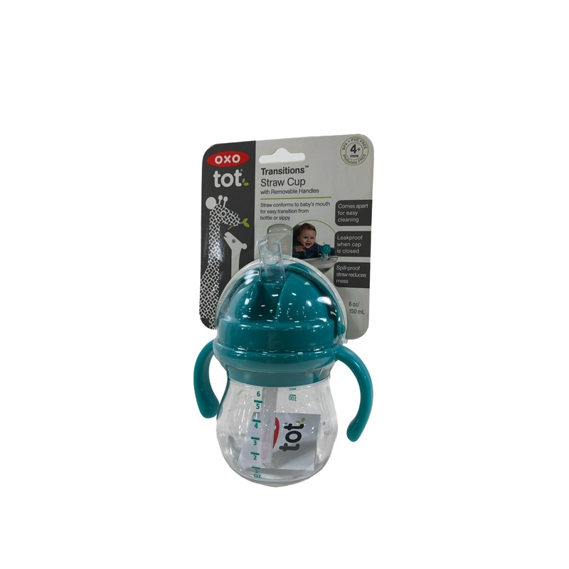 OXO Tot Transitions 6 oz Straw Cup with Handles, Tot Teal