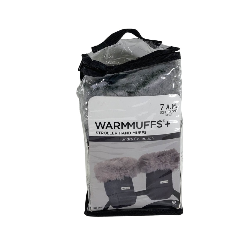 7 A.M. Enfant Warmmuffs, Heather Grey Dark Artic Faux Fur Tundra Push