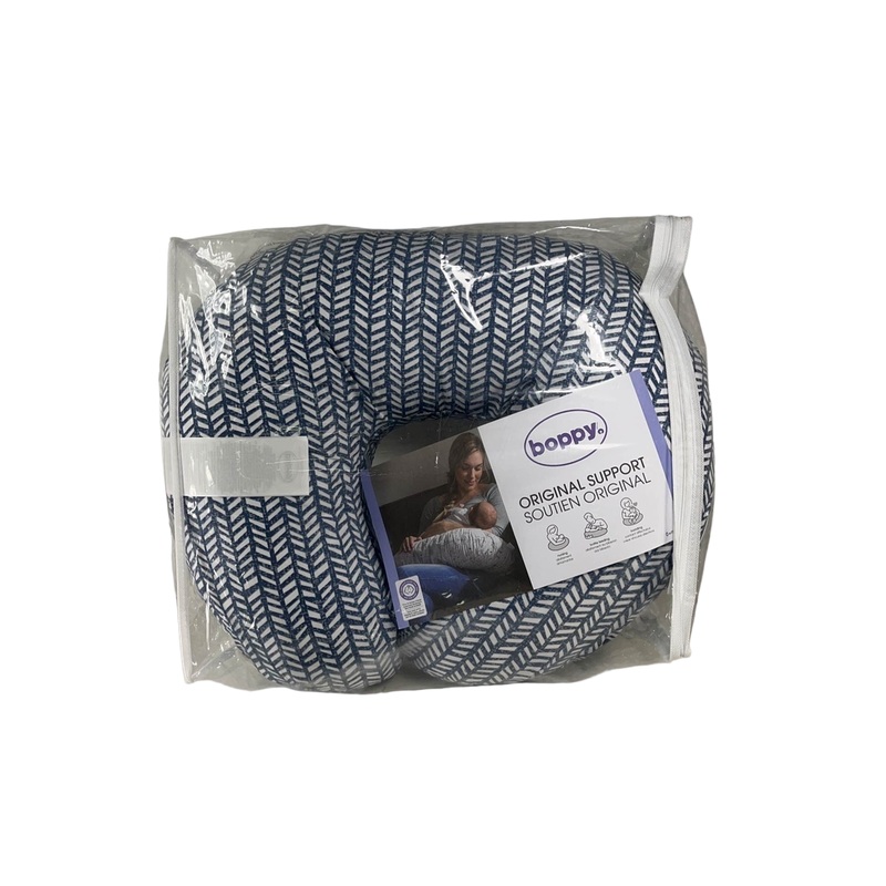 Boppy Nursing and Infant Support Pillow, Blue Herringbone