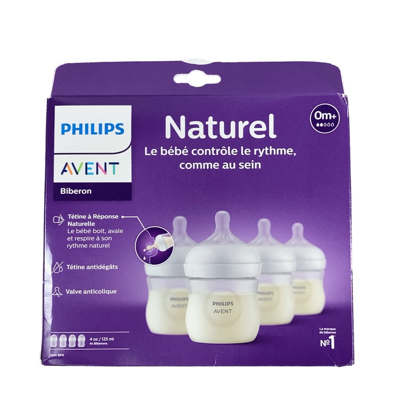 Philips Avent Natural Baby Bottles, 4oz, 4 Pack, Clear
