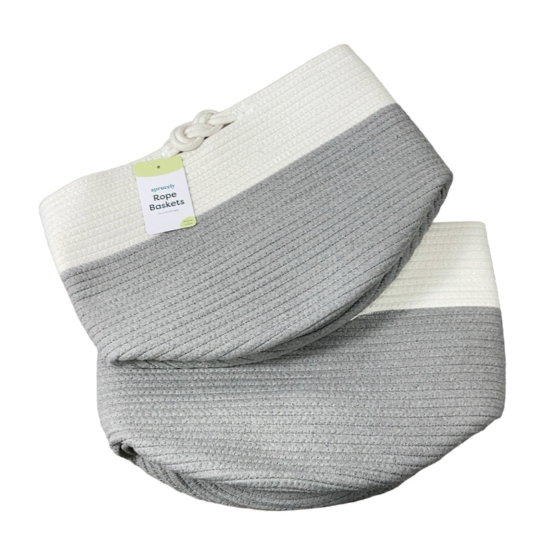 Sprucely Nesting Rope Baskets Set Of 2, Grey, Medium