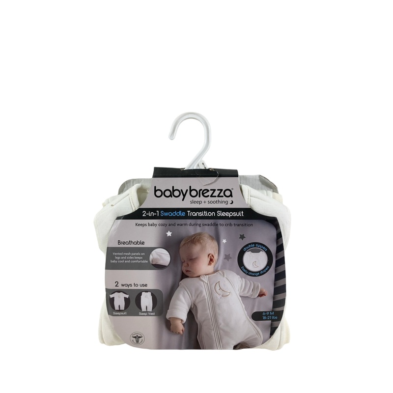 Baby Brezza 2-in-1 Swaddle Transition Sleepsuit, Cream, 6-9m