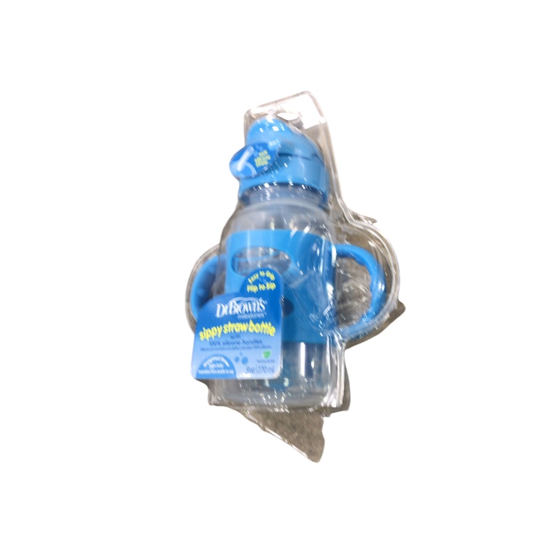 Dr. Brown’s Milestones Sippy Spout Bottle with Silicone Handles, Blue, 1 pack, Narrow-Neck, 8 oz/250 ml