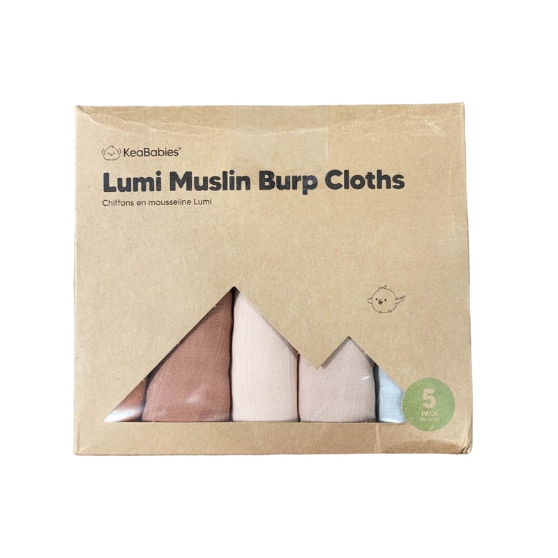KeaBabies 5-pack Lumi Muslin Burp Cloths, Spice