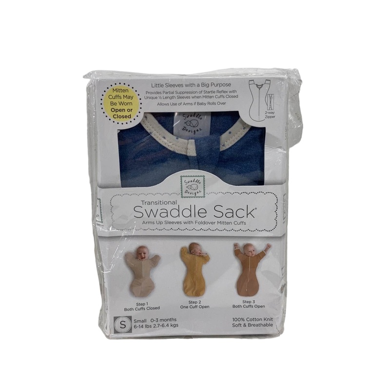 Swaddle Designs Transitional Swaddle Sack, Small, Heathered Denim With Polka Dot Trim