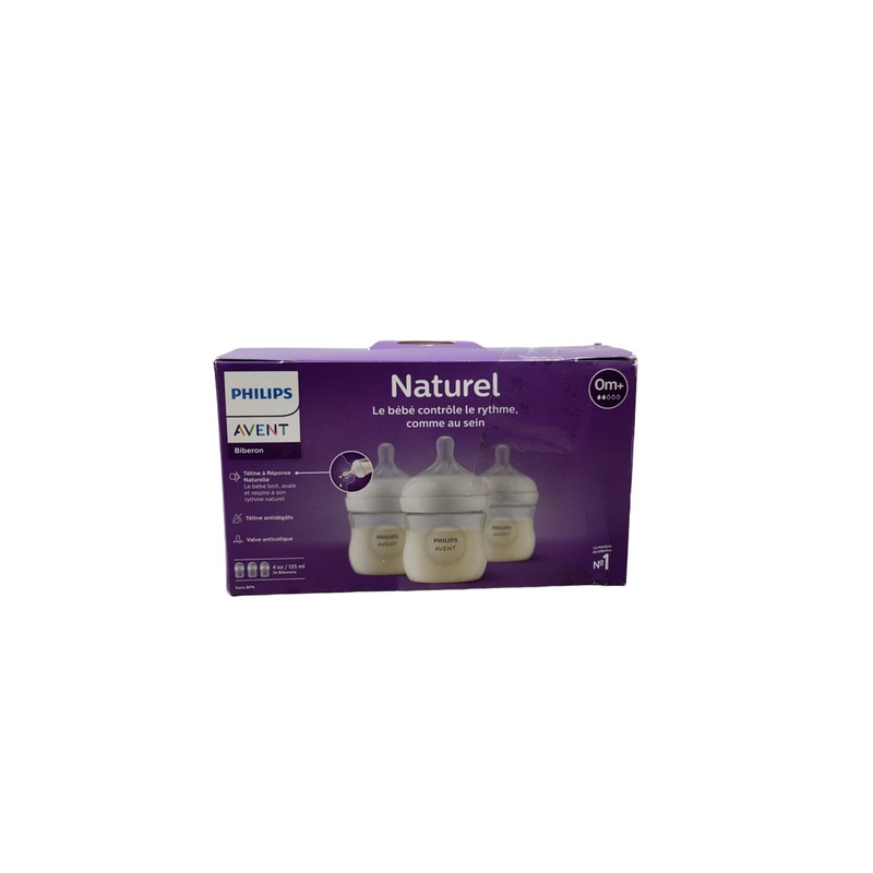 Philips Avent Natural Baby Bottles, 4oz, 3 Pack, Clear