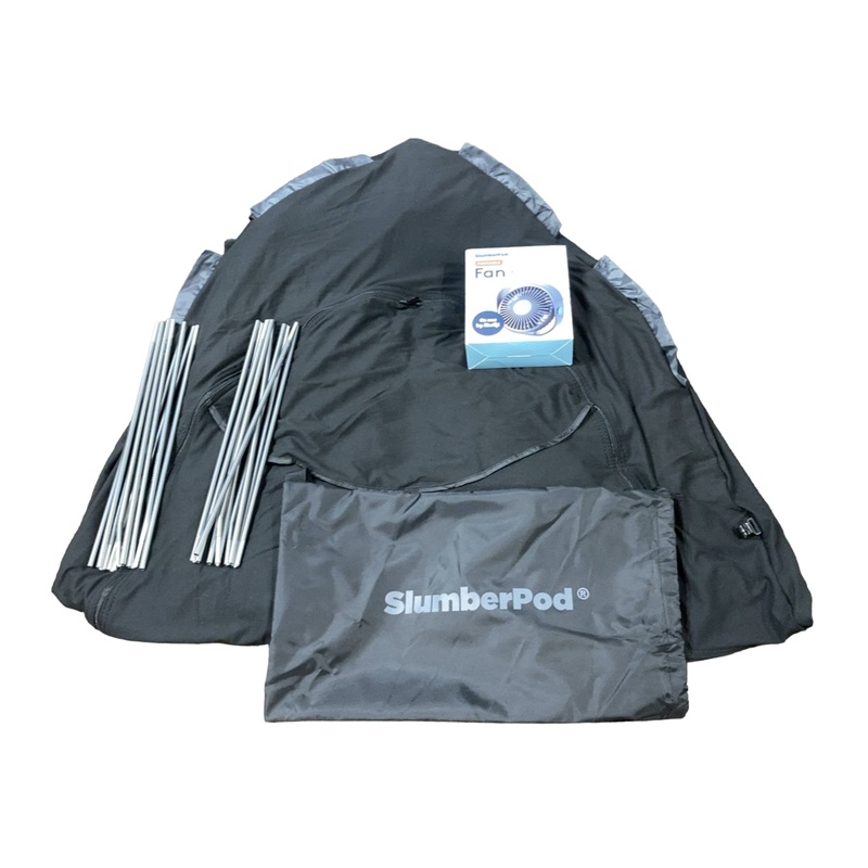 SlumberPod 3.0 Sleep Canopy with Fan, Black with Gray Accents