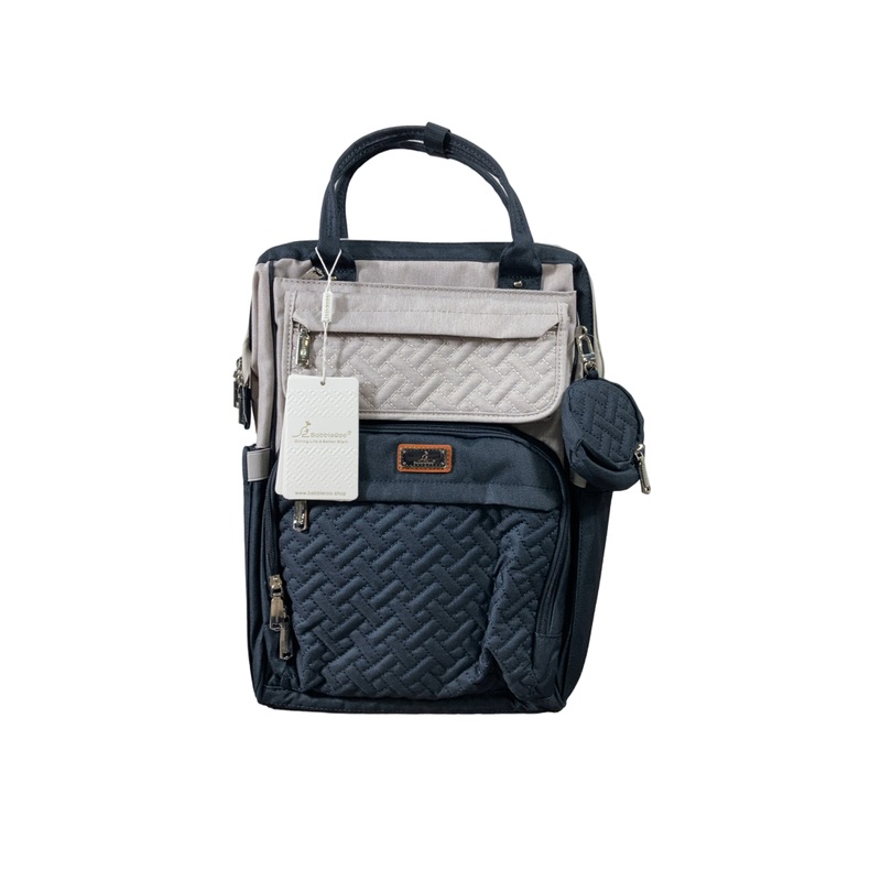 BabbleRoo Diaper Bag Backpack, WideTop, Grey Blue