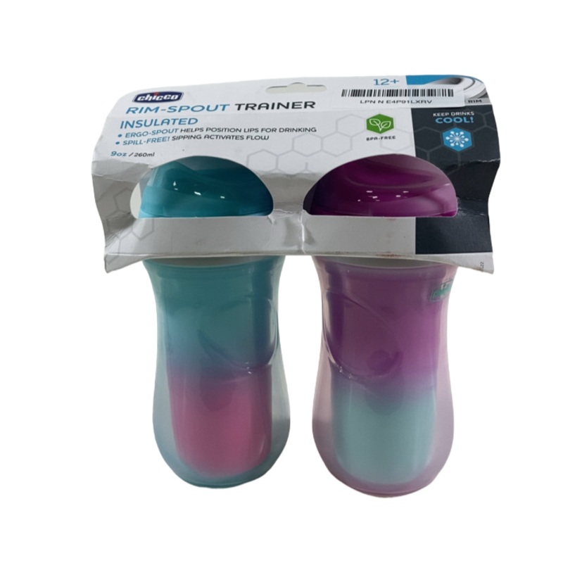 Chicco Rim Spout Trainer Insulated Cups, Pink/Teal/Purple