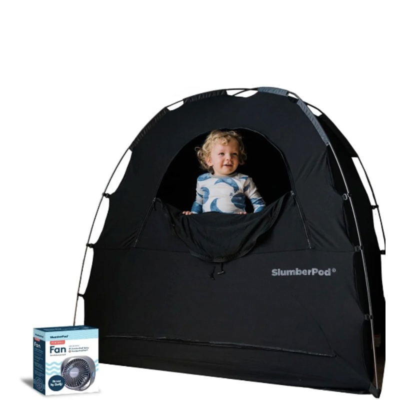 SlumberPod 3.0 Sleep Canopy with Fan, Black with Gray Accents