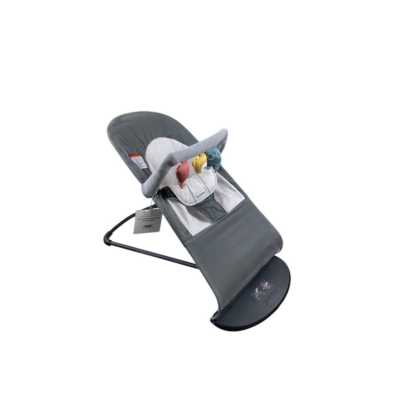 BabyBjorn Bouncer Balance Bundle With Toy Bar, Soft Friends, Dark Gray/Gray, Black Frame