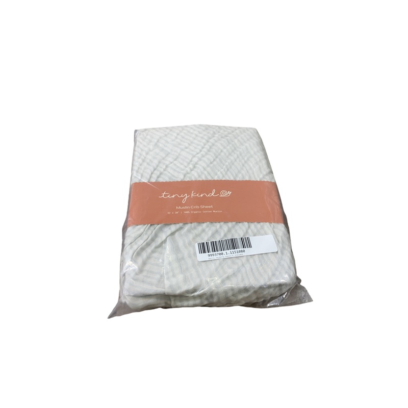 Tiny Kind Muslin Crib Sheet, Grey Painted Stripe