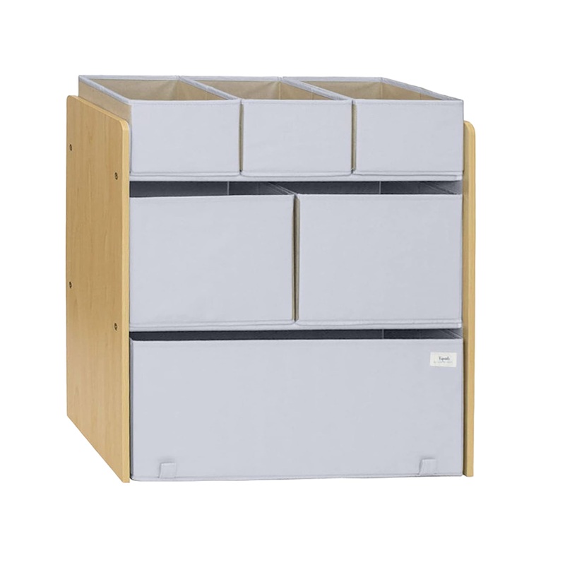 3 Sprouts Multi-Bin Toy Organizer With Fabric Storage Bins, Grey