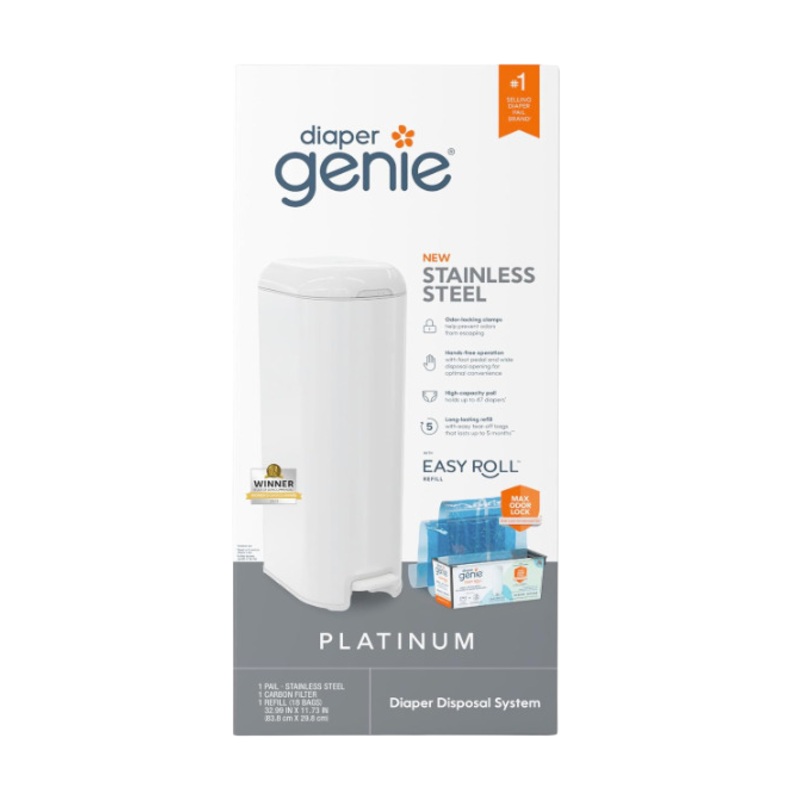Diaper Genie Platinum Diaper Pail, White