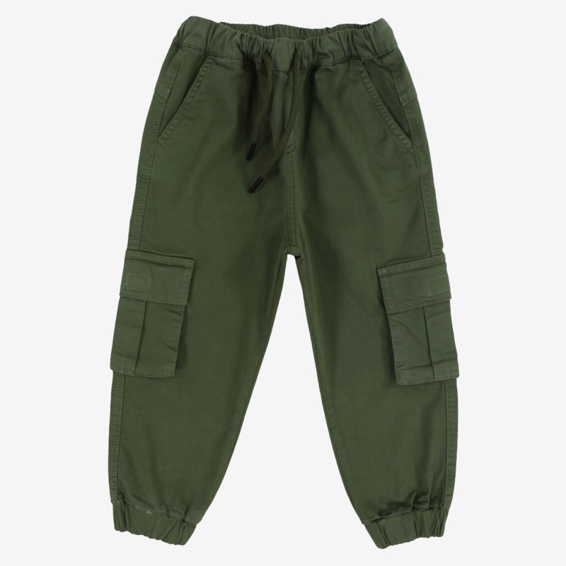 Boys Gabardine Cargo Pants  Military Green