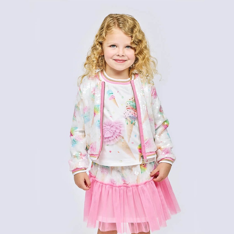 Ice Cream Print Sequin Bomber Jacket