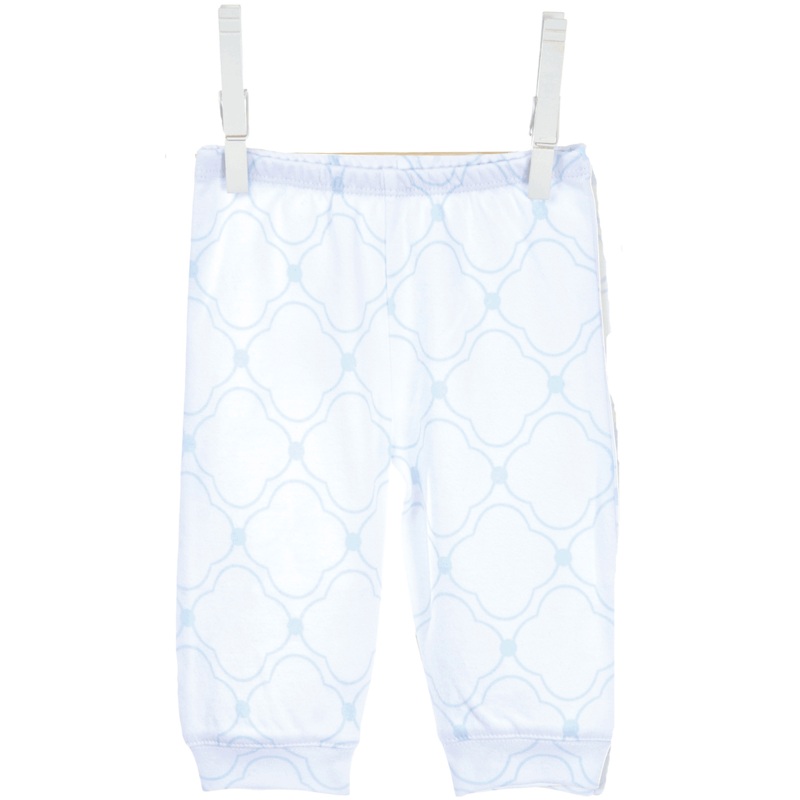 Little Giraffe Cotton Pant with Cuffs in Blue – 6 to 9 Months