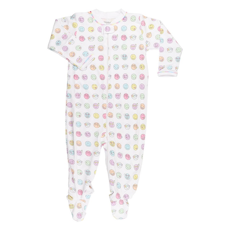 Noomie Zipper Footie Rainbow Happy Faces