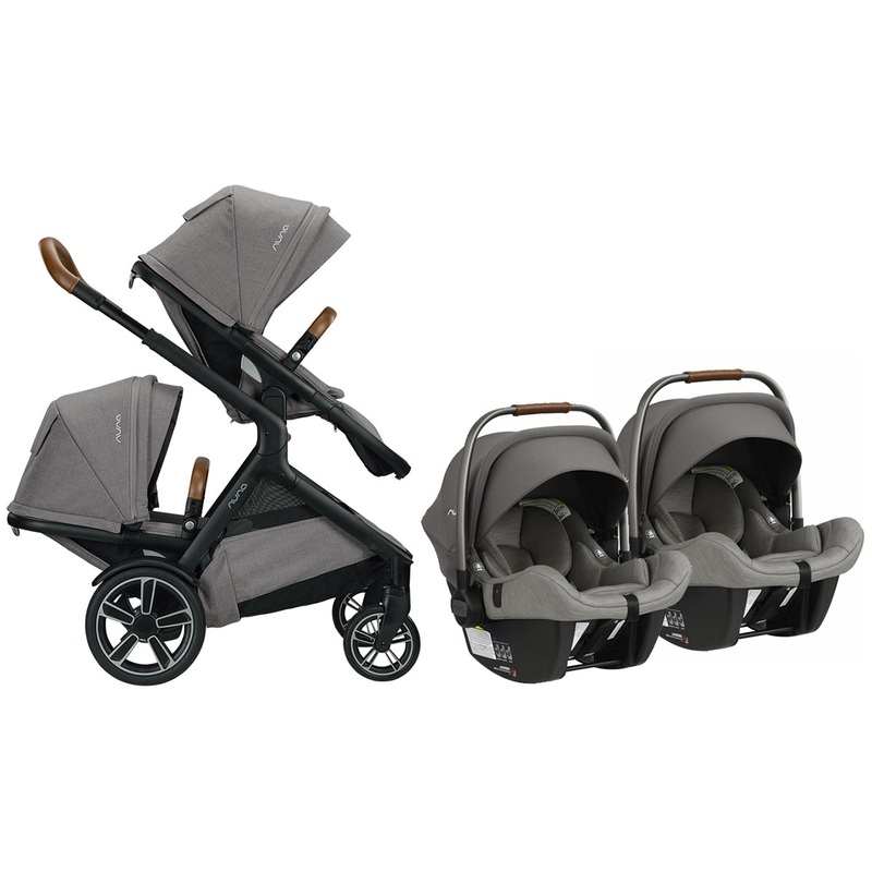 Nuna DEMI Grow + PIPA Lite Twin Travel System Bundle – Frost/Granite