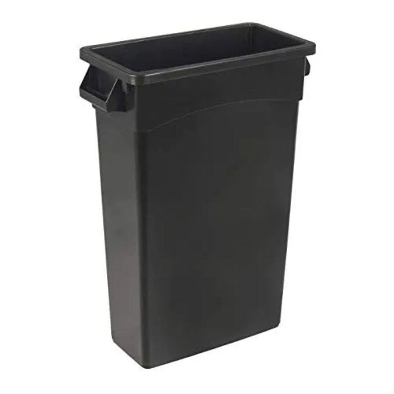 Rectangular Commercial Slim Trash Can – Black