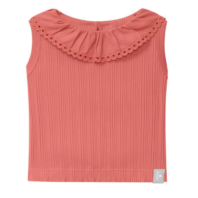 Snug – Organic Ruffle Collar Tank Top – Terracotta