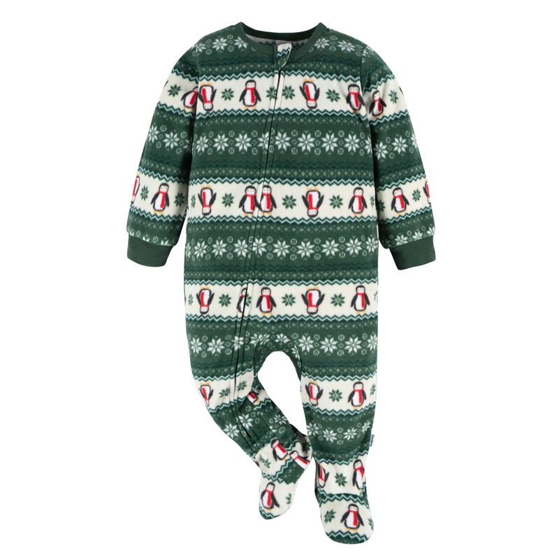 Baby & Toddler Neutral Green Fair Isle Footed Fleece Pajamas