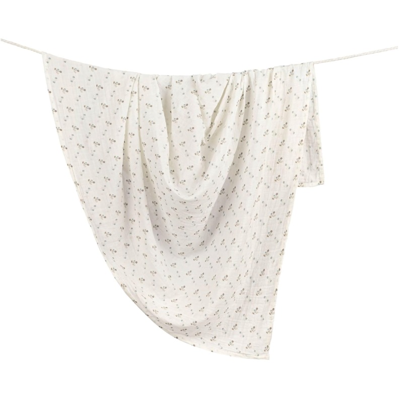 Crane Baby Cotton Muslin Single Swaddle, Avery Poppy