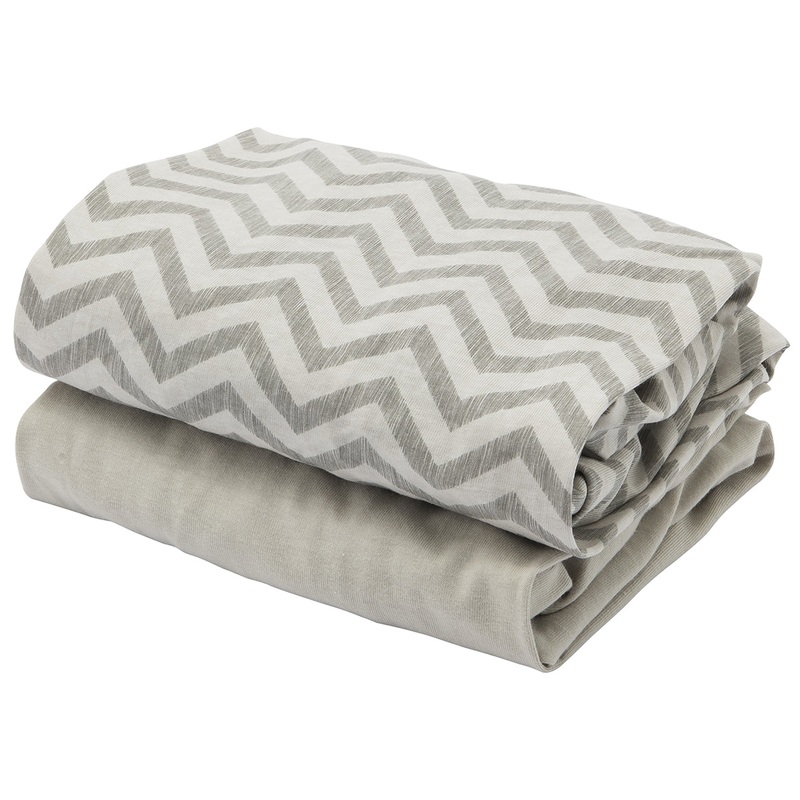 Tutti Bambini CoZee Fitted Sheets (2 Pack) – Chevron / Grey