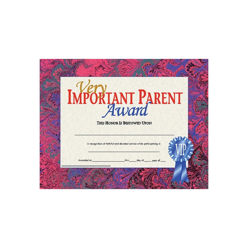 Very Important Parent Award Certificate – VA541, Pack of 30, 8.5″ x 11″