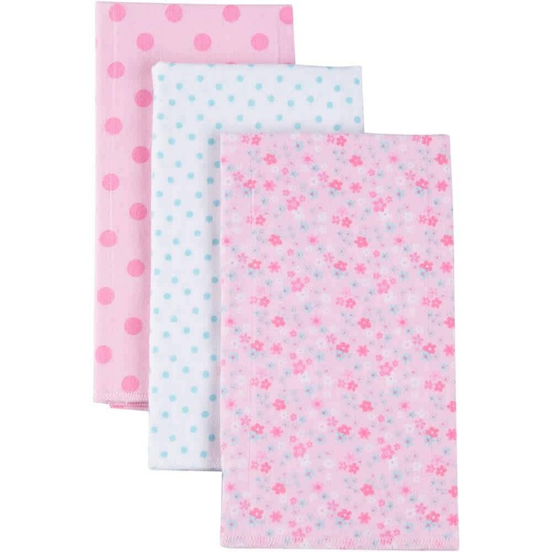 Gerber 3-Pack Baby Girls Floral Flannel Burp Cloths