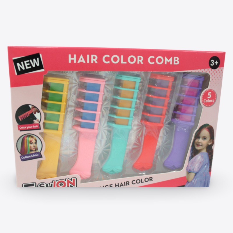 Hair Color Comb Beauty Set For Girls – 5 Colors