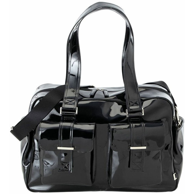 OiOi Black Patent with Zebra Carry All Diaper Bag