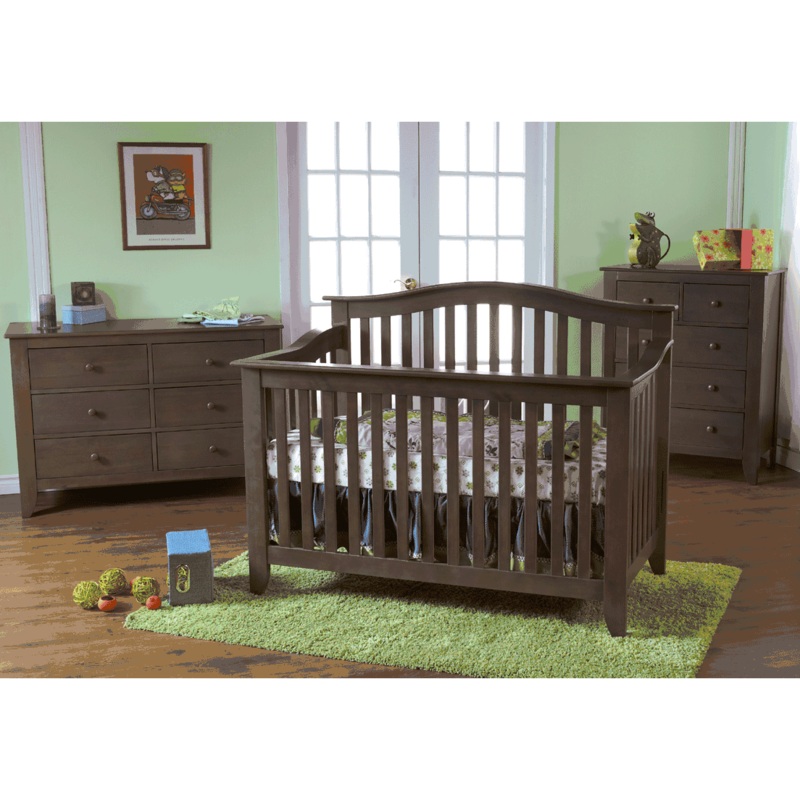 Pali Salerno 3 Piece Crib Set in Slate – Forever Crib, Double Dresser & 5 Drawer Dresser