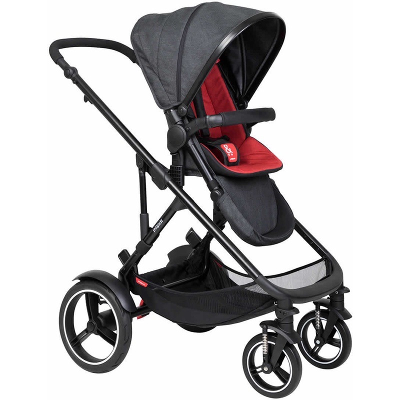Phil & Teds Voyager Stroller & Liner – Black/Chilli