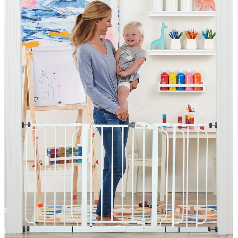 Regalo Extra Wide Span 56 Inch Walk Through Baby Gate with 4 Pack of Wall Mounts