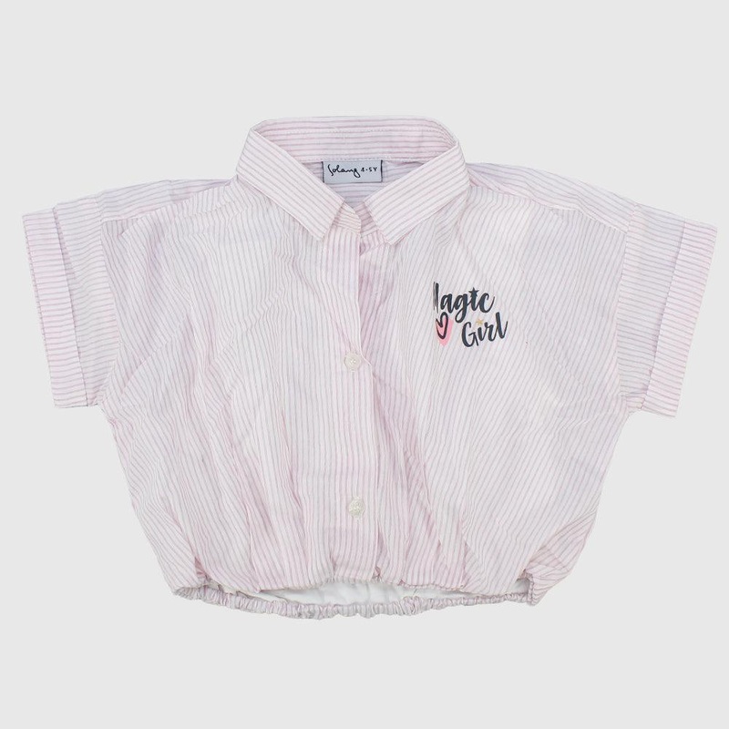 Striped Cropped Short-Sleeved Shirt