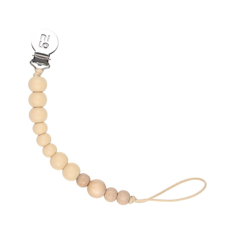 Wood + Silicone Beads Pacifier Holder Natural