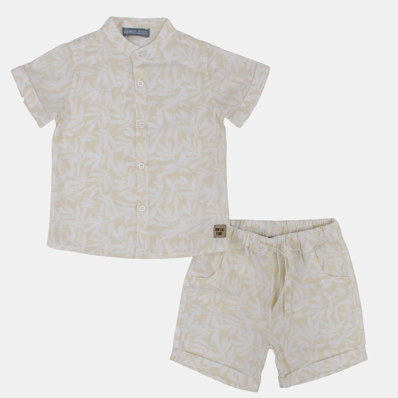 Baby Boys Cotton 2-Piece Outfit Set  Beige