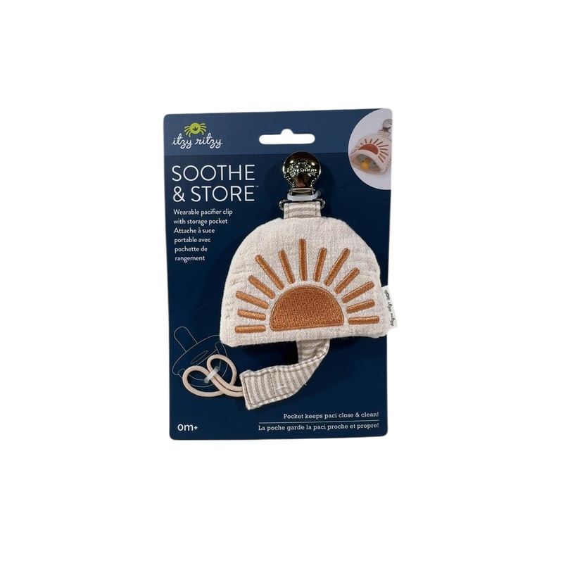 Itzy Ritzy Soothe & Store Pacifier Clip and Storage Pouch, Sun
