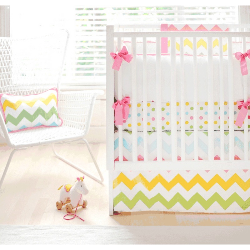 New Arrivals Zig Zag Rainbow 3 Piece Baby Crib Bedding Set