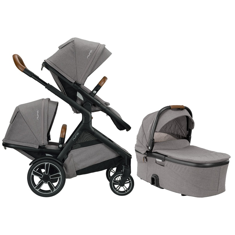 Nuna DEMI Grow Double Stroller + Bassinet Bundle – Frost