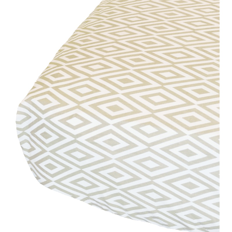 Oliver B Diamond Crib Sheet in White & Sandy Grey